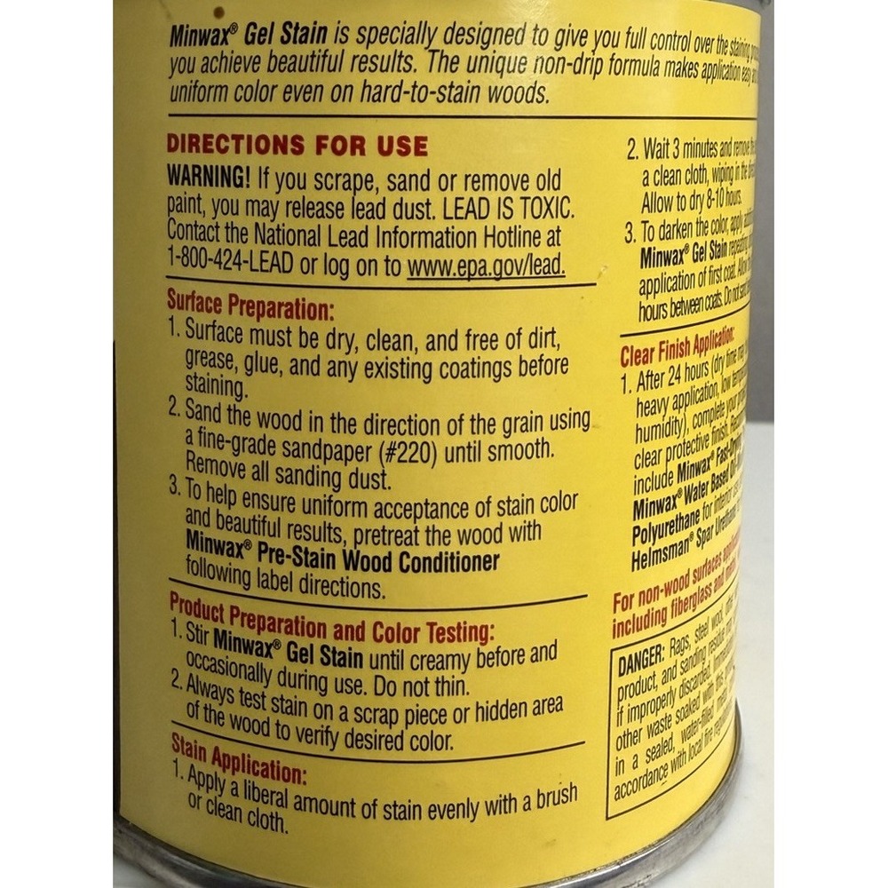 Minwax GEL Stain BRAZILIAN ROSEWOOD 1/2 Pint for Wood, Veneer, Fiberglass NEW - Picture 2 of 6